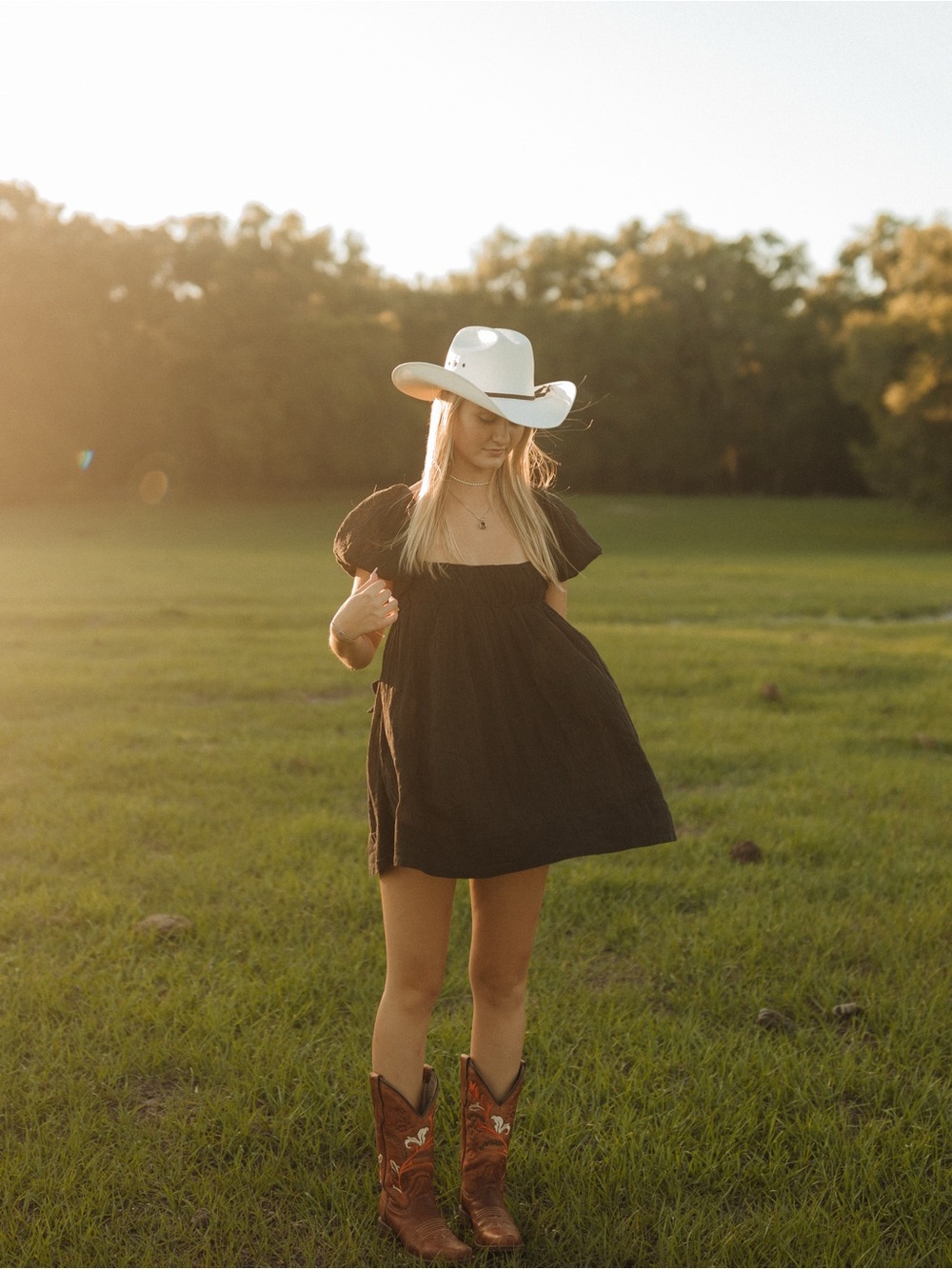 Free People Black Babydoll Mini Dress Open Back Puff Sleeve Size